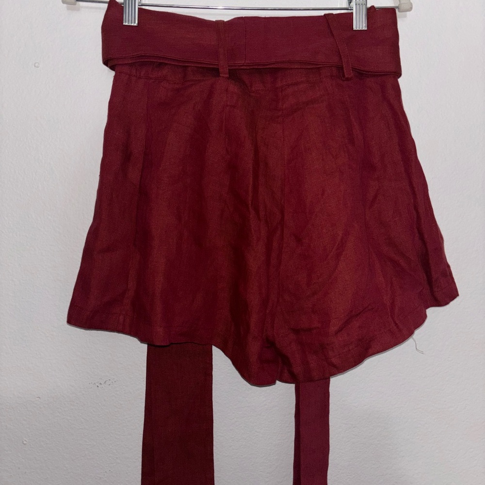 BONDI BORN High Waist Red Tie-Front Shorts - Picture 8 of 9
